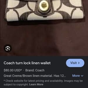 Iso Coach Black and Cream Turn Lock Wallet